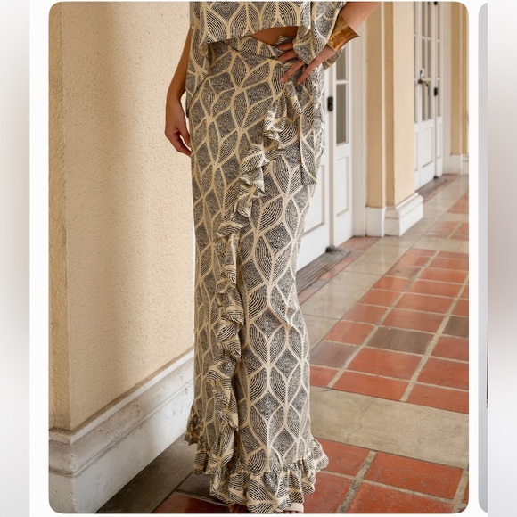 Cream & Black Maxi Wrap Skirt